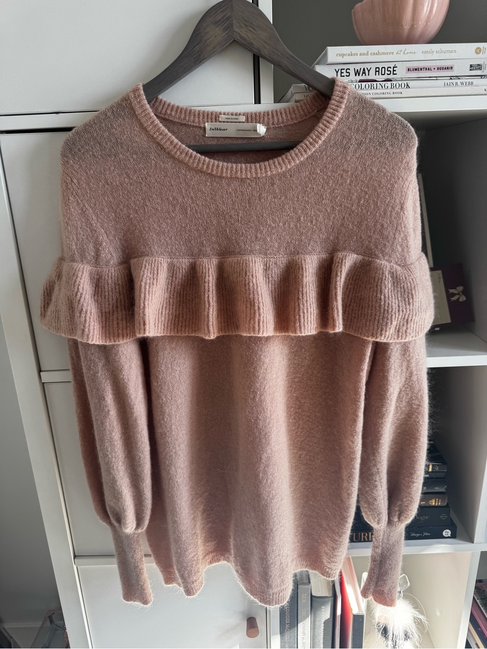 Soft Pink Ruffle-Trim Sweater